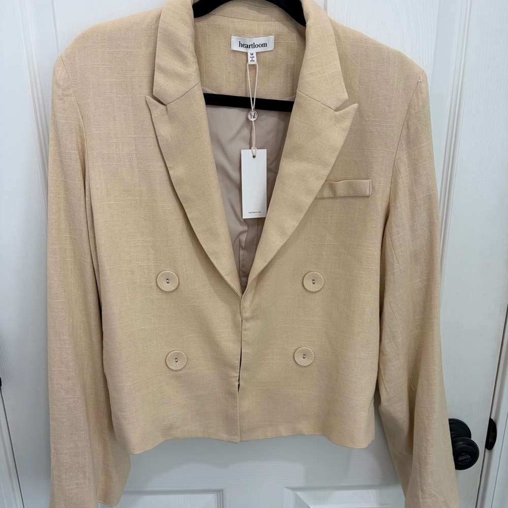 Women's Tan Double-Breasted Blazer